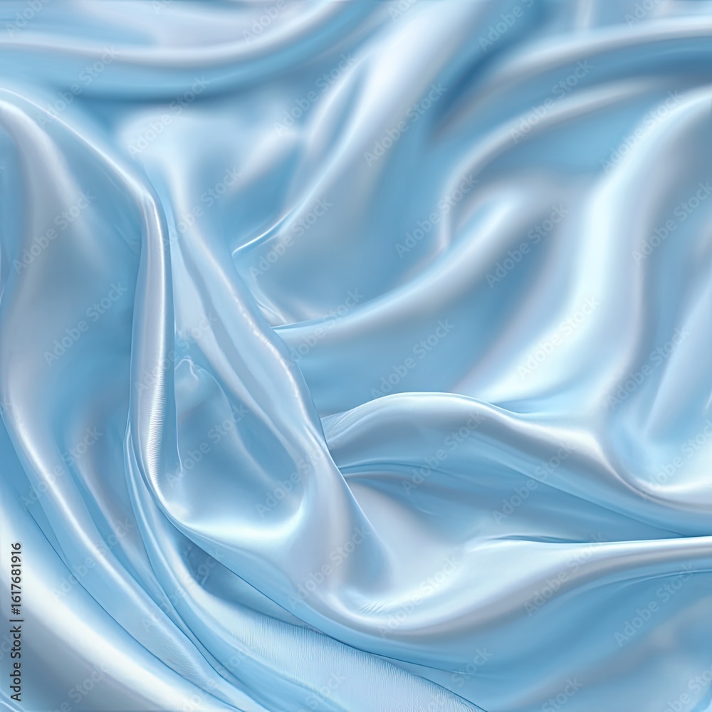 Obraz premium Light-blue silk fabric, draped in flowing folds