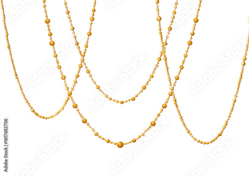 Three gold chains, overlapping, dangle