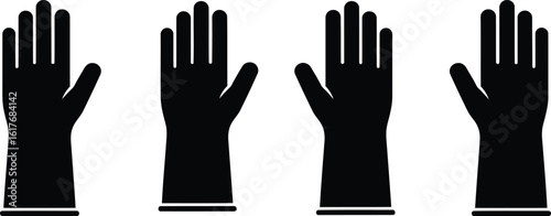 Rubber Glove Silhouette Icon Vector Set - Protective Handwear