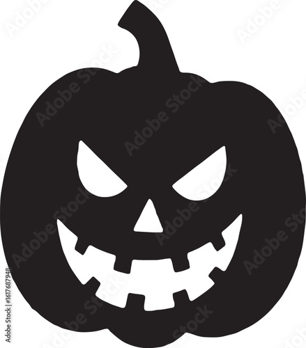 Black jack o lantern silhouette isolated on transparent background