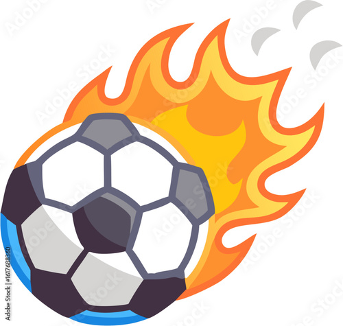 Flaming Soccer Ball Vector Illustration

