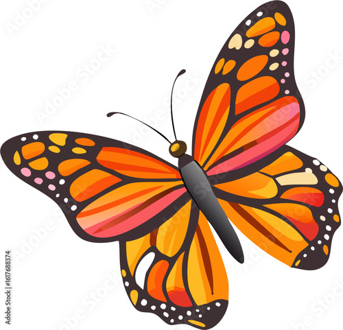 Colorful Cartoon Butterfly Vector Illustration on White Background

