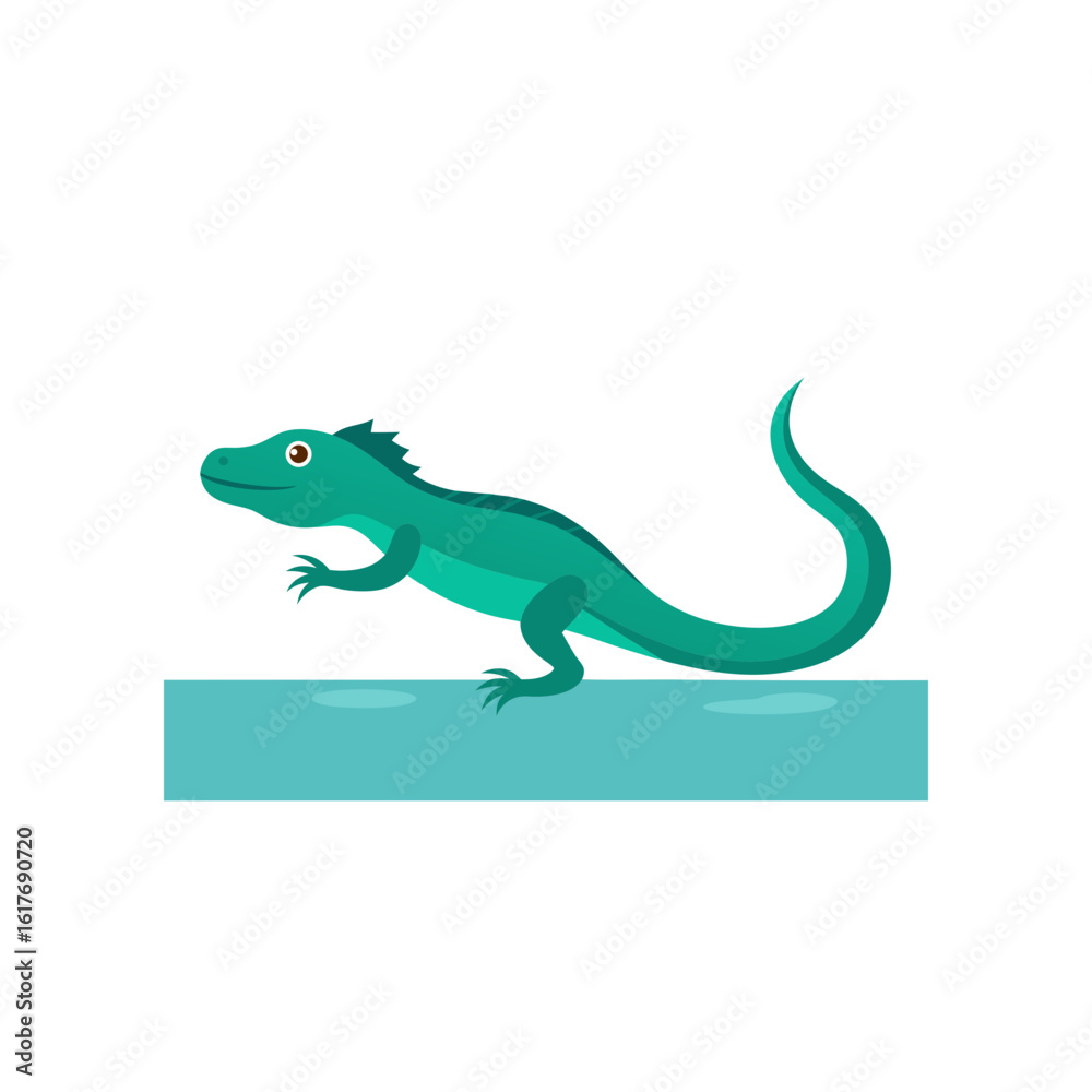 Fototapeta premium basilisk lizard running across water surface