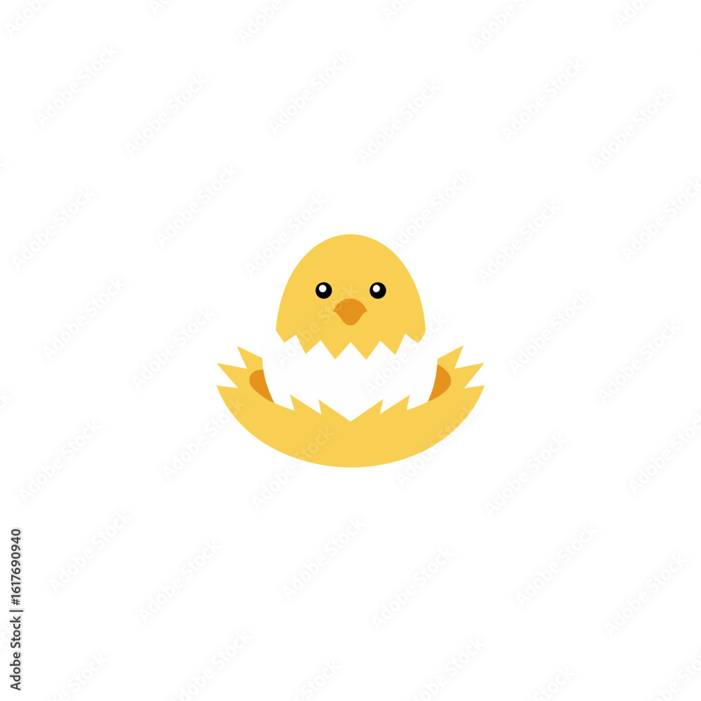 Fototapeta premium chick hatching from speckled egg on straw nest