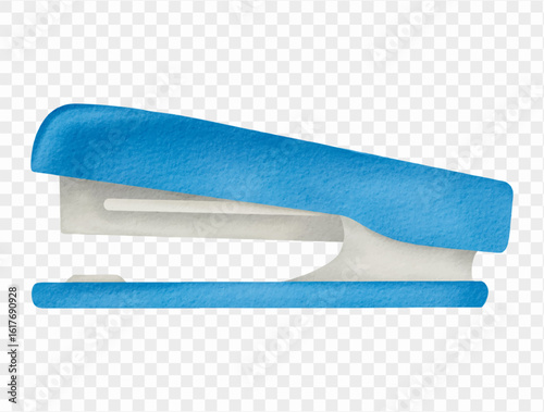 Fotografía Blue stapler in watercolor drawing for office and school use