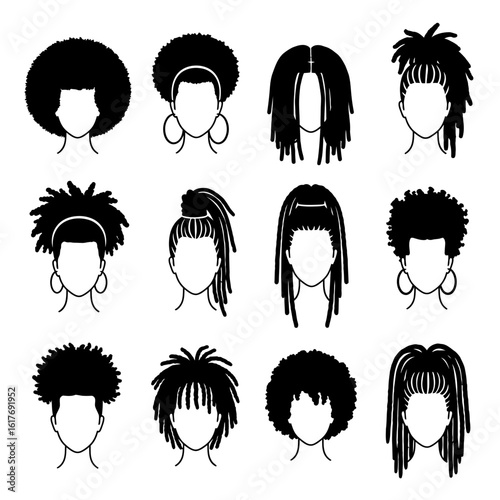 Diverse Afro Styles Collection of Womens Hair