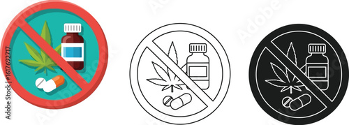 No drugs allowed prohibition sign vector illustration concept for medical or health awareness campaign