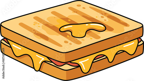 A delightful illustration of a grilled cheese sandwich isolated on white background, perfect for a quick meal