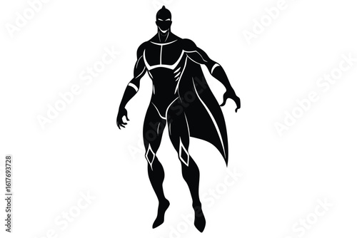Powerful Superhero Silhouette Standing Tall in a Dramatic Pose