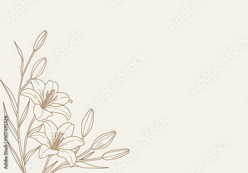 Wallpaper Mural Artistic floral pattern: golden-brown line work of lilies for a chic and natural feel.

 Torontodigital.ca