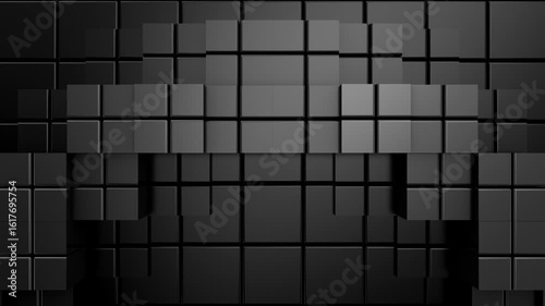 Cubes Form a Wave. Abstract motion, two color, 3d rendering, 4k resolution
