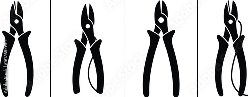Thread Cutter Silhouette Icon Vector Set - Essential Sewing Tools