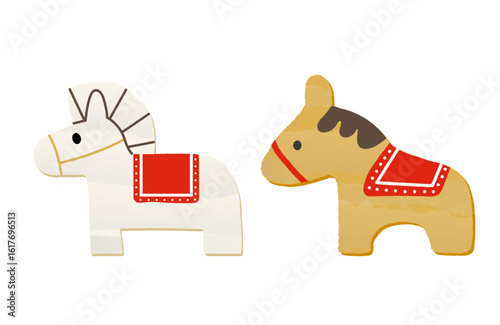 かわいい木の馬のおもちゃ　木馬のイラスト