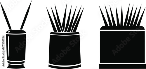 Toothpick Holder Silhouette Icon Vector Set - Elegant Tabletop Accents