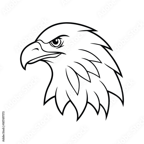 eagle head mascot isolated line art vector illustration on white background