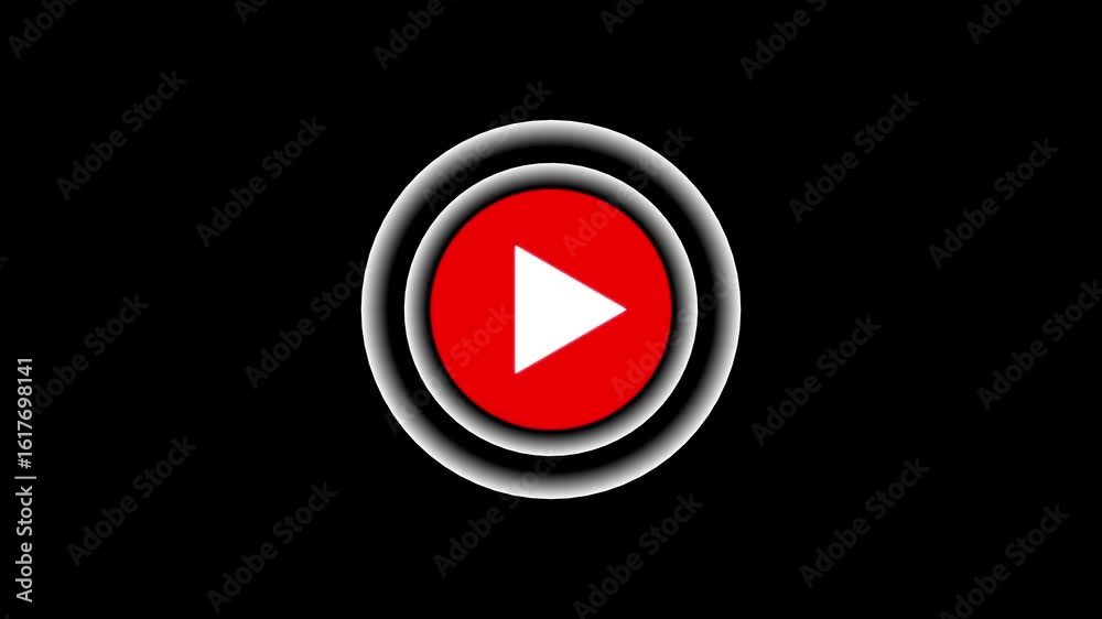 play icon, video play icon for website and mobile design animation on black background. glowing play button and radio wavw animation.