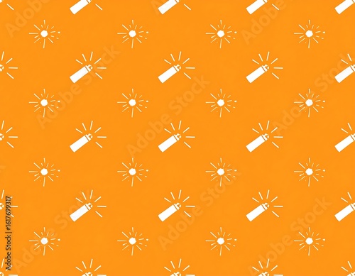 Repeating pattern of white spray can icons on orange background