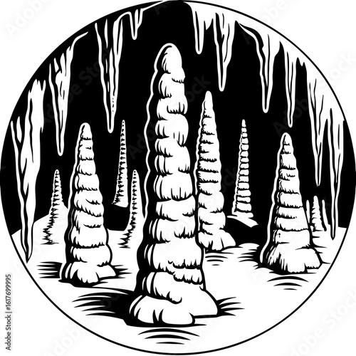 stalagmite (linocut style)