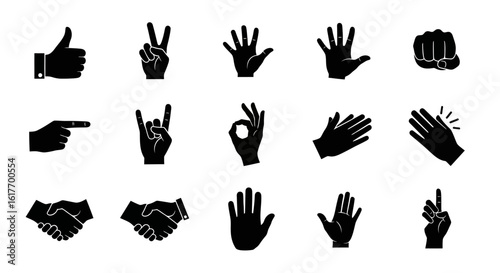 Hand Gestures: A collection of diverse hand gestures, each vividly captured in monochrome, offers a versatile set of nonverbal communication elements perfect for adding visual impact to your projects.