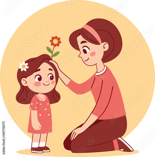Tender Mother and Daughter Moment