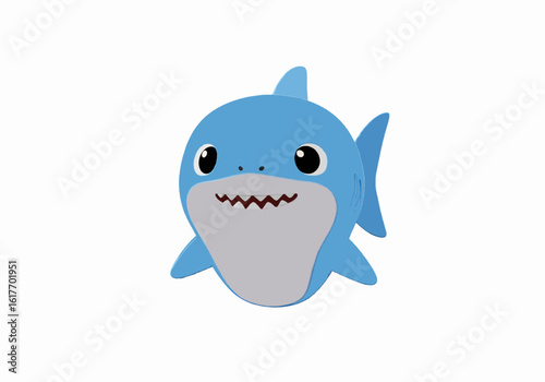 Cute cartoon shark smiling playfully with teeth, perfect for kids' products and underwater themes
