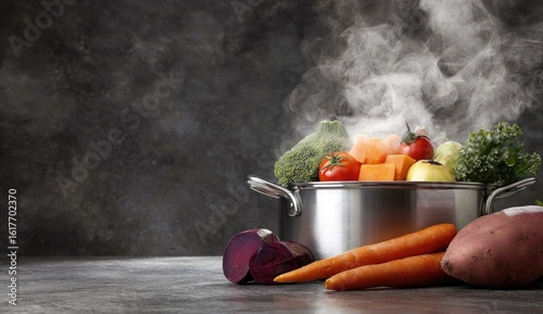 Steaming vegetables in a pot (1)