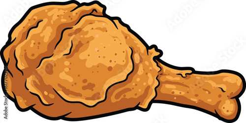 A crispy and delicious fried chicken drumstick isolated on white background