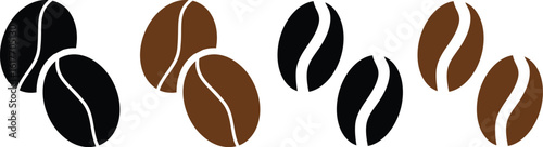 Coffee bean set. Coffee icon Thin line. Vector illustration
