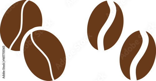 Coffee bean set. Coffee icon Thin line. Vector illustration
