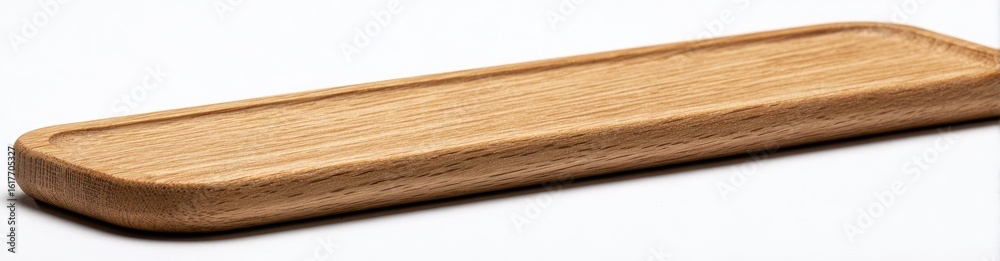 Naklejka premium Wooden tray on white background, ideal for home decor