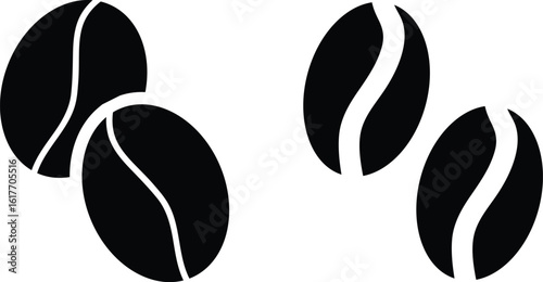 Coffee bean set. Coffee icon Thin line. Vector illustration
