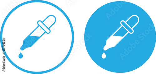 Dropper icon pack in flat and thin liner vectors. pipette icon flat illustration set.
