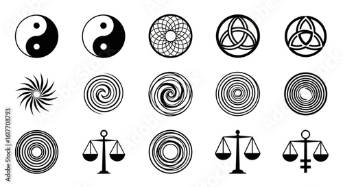 Balanced Symbols: A captivating display of harmonious symbols, each a testament to the enduring principles of balance, unity, and cosmic connection.