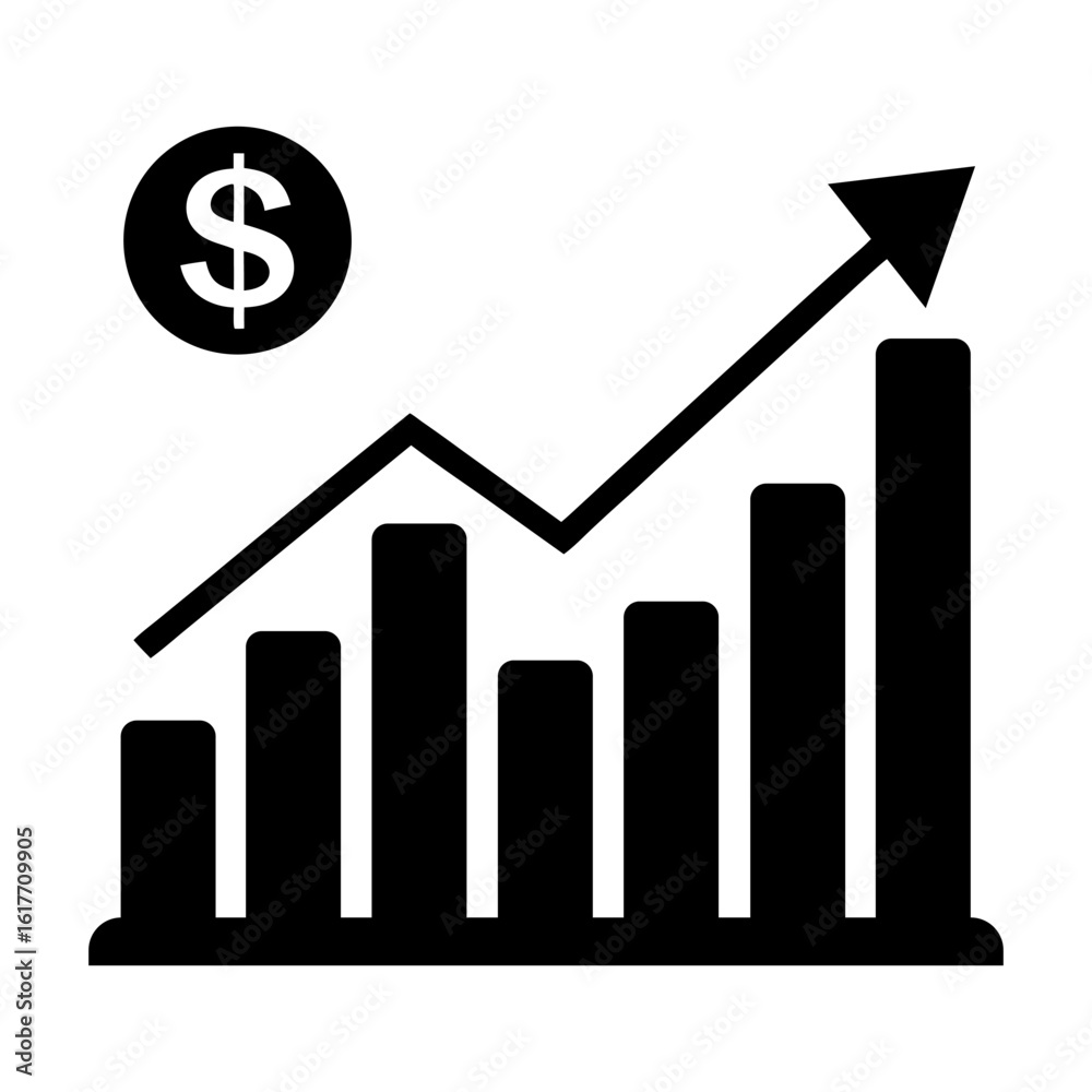Modern Finance Analytics Icons with Trend Charts – White Background. Modern Finance Analytics Icons with Trend Charts – White Background.
