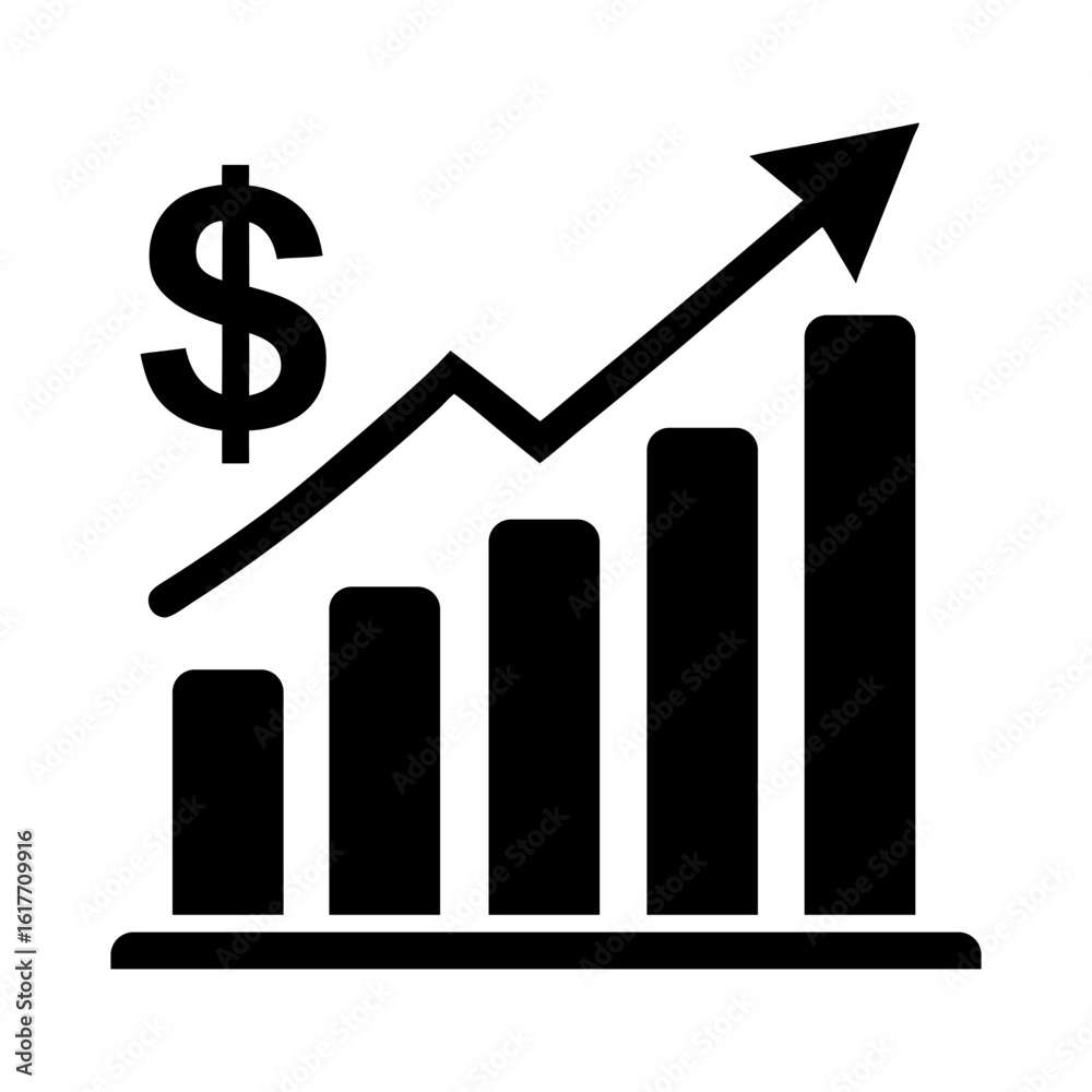 Flat Financial Growth and Data Chart Icons Isolated on White. Flat Financial Growth and Data Chart Icons Isolated on White.