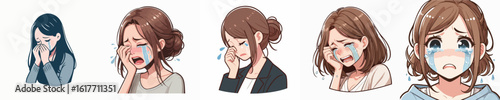VECTOR IMAGE OF A WOMAN CRYING WITH WHITE BACKGROUND