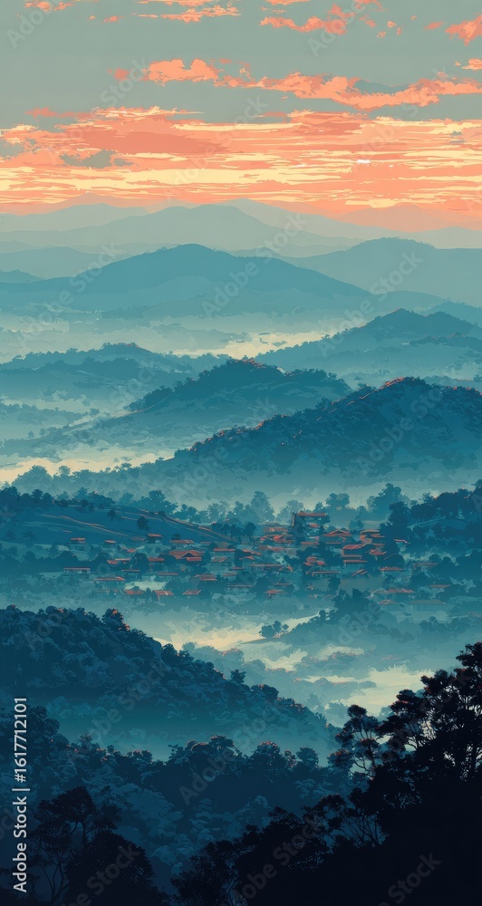 Fototapeta premium Misty mountain range at dawn (4)