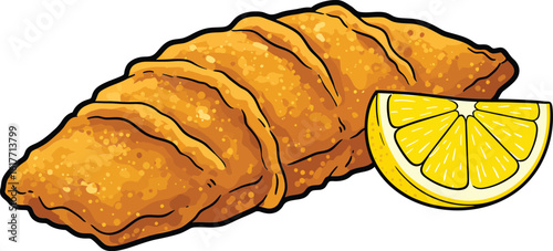 A delicious turnover pastry with a lemon wedge isolated on white background is a sweet and satisfying treat