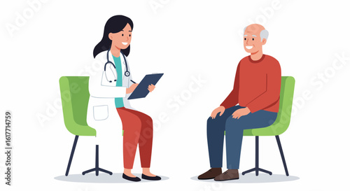 Doctor Consulting Patient in Clinic Vector Illustration