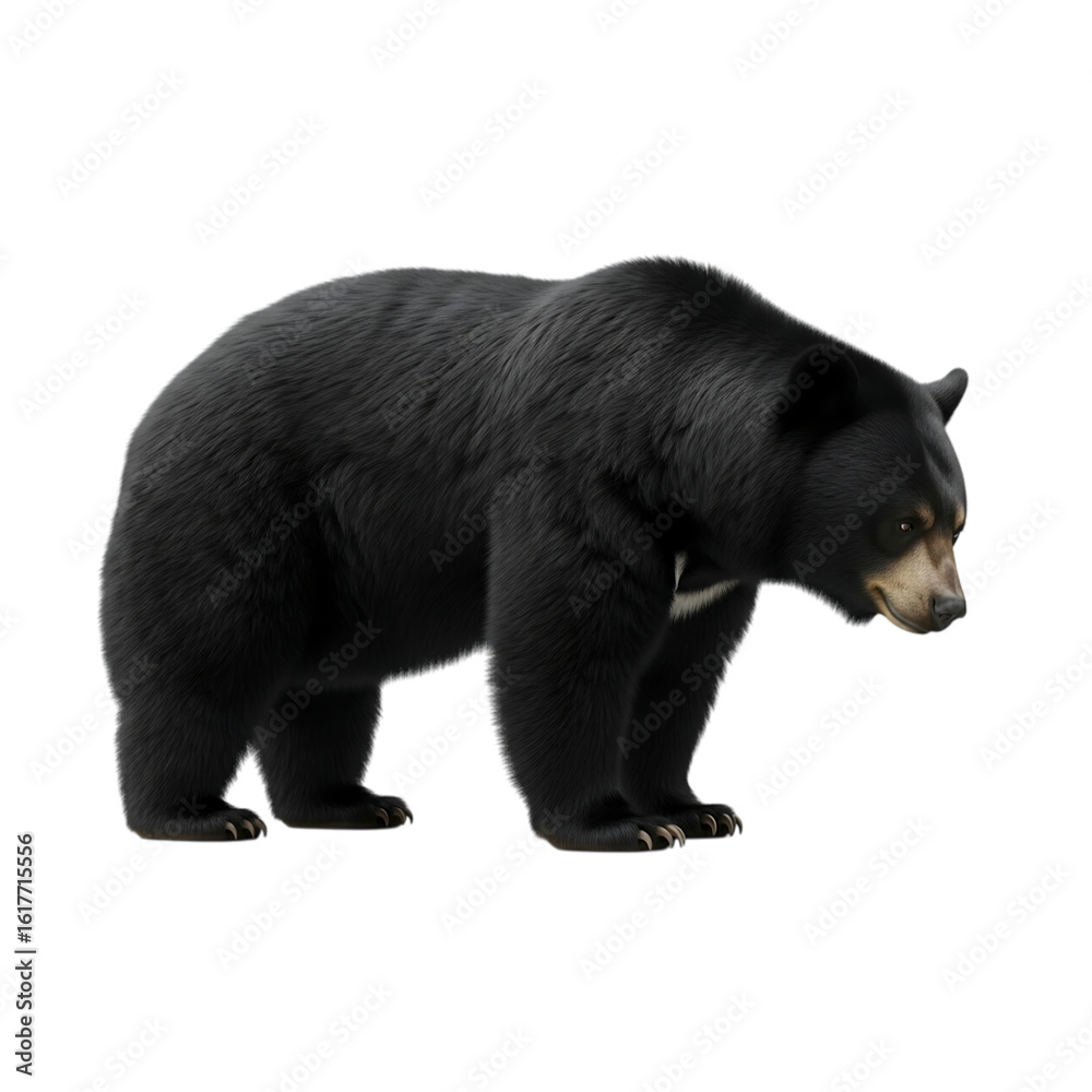 Fototapeta premium Black bear standing on transparent background isolated on transparent background