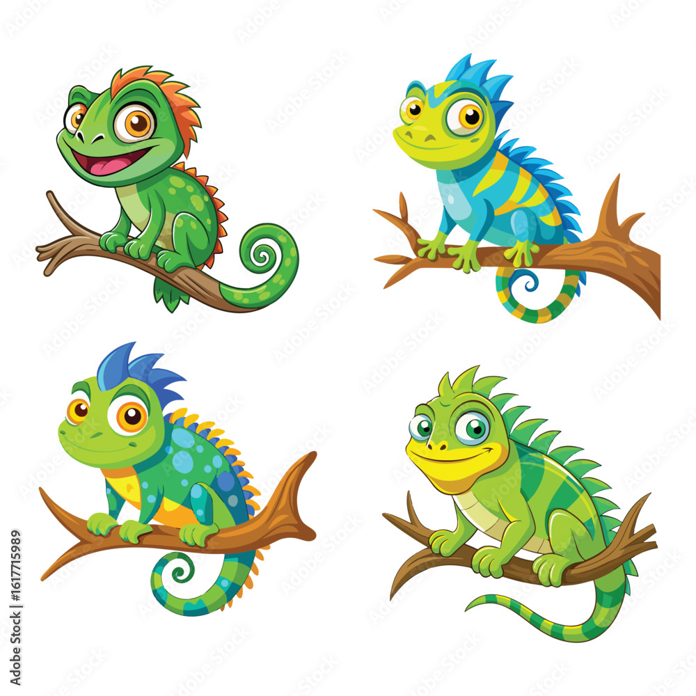 Obraz premium A drawing of a funny vector Iguana illustration