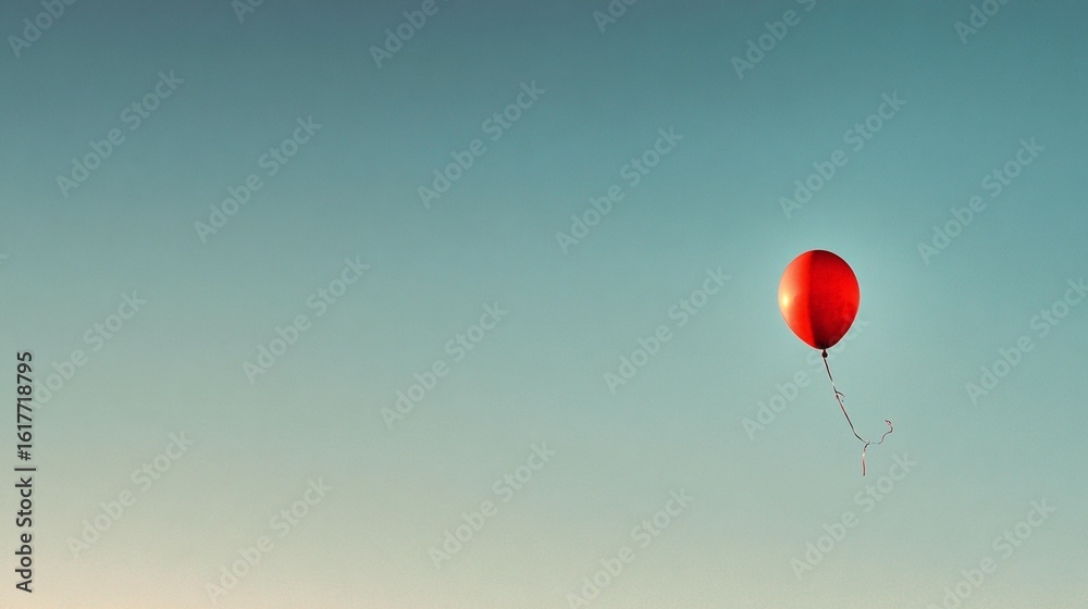 Fototapeta premium Red balloon floating in sky