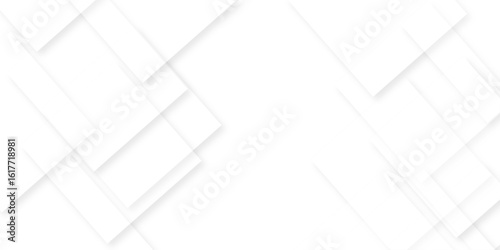 Abstract white background with texture pattern, layered geometric triangle shapes, white and grey glossy squares with faint geometric lines featuring intersecting patterns. background and design.
