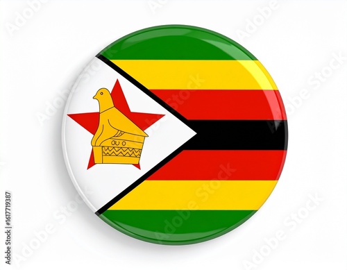 Free Download  Zimbabwe Flag Button Pin - African Bird Emblem on White Background - GFXLoad