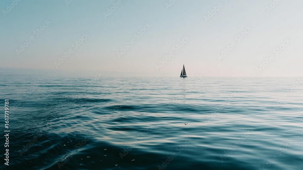 Naklejka premium Sailboat on calm ocean water