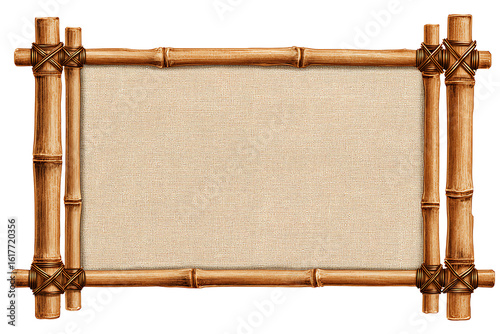Empty horizontal bamboo frame on white background
