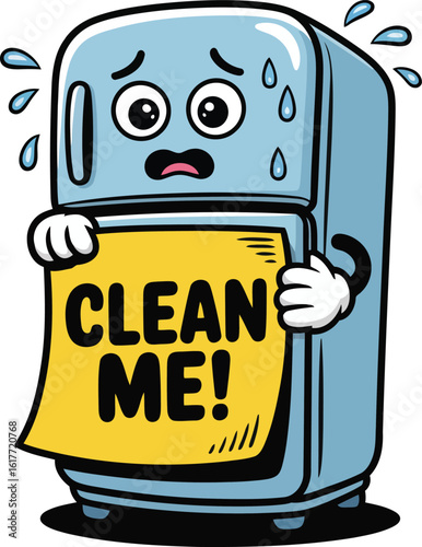Cartoon refrigerator needs cleaning service appliance maintenance tips and fridge organization help