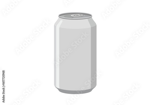 A gray aluminum can is depicted on a white background highlighting its cylindrical shape and metallic appearance