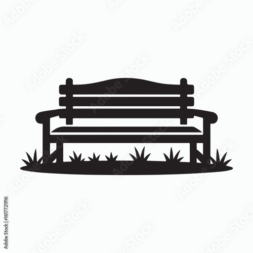 Garden bench isolated icon, wooden park bench . Park Icon Set. in white background
