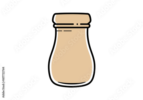 Cartoon jar with tan filling and black outline simple design